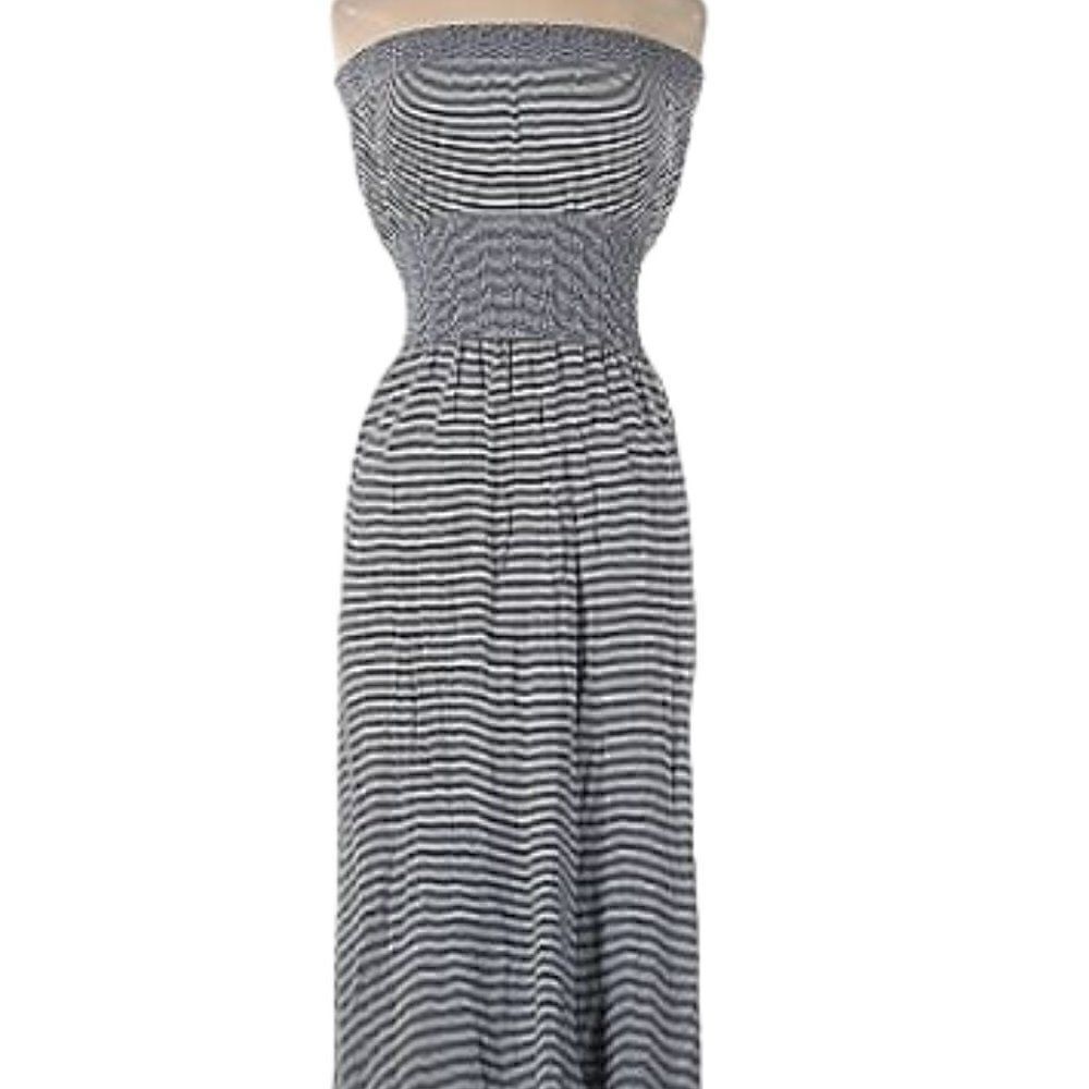 Lark + Grey Smocked Strapless Midi Casual Dress